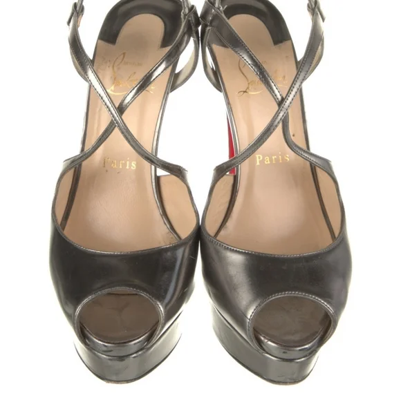 Elegant Daffodile Christian Louboutin leather Silver mini platform Heels, IT38.5 - Picture 3 of 6